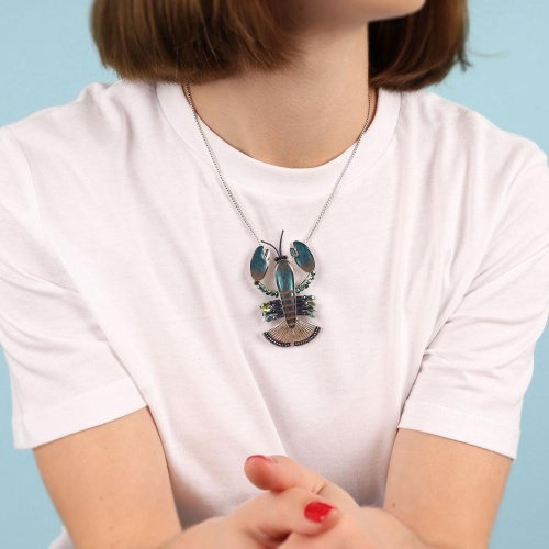 Колье TARATATA, Mr Lobster, с цветной смолой, бусинами и шнуром, TT-T24-04106-104 синий фото 9