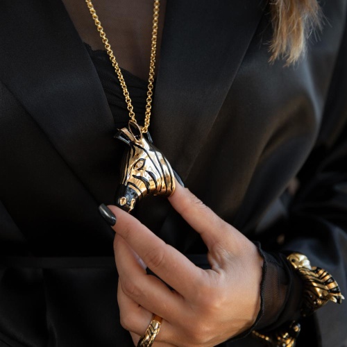 Колье Polina Firenze, зебра с кристаллами и эмалью, PF25.2-PE4290 золотистый фото 5