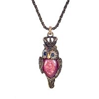 Колье Alcozer&J, сова, турмалин, сапфир, Swarovski, AL2502-C148MH24 коричневый