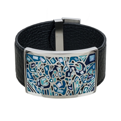 Браслет Fiore Luna на кожаном черном ремешке, CB01367-3 BL фото 3