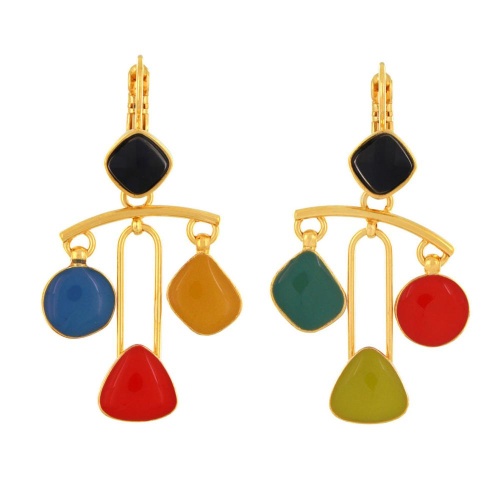 Серьги TARATATA, Abstract, асимметрия, смола, стеклянные бусины, TT-W24-05758-20M золотистый