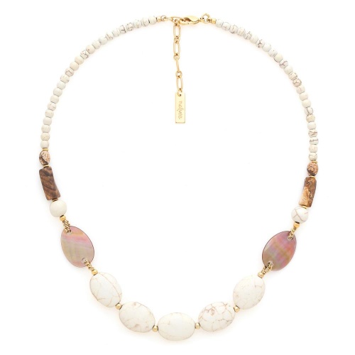 Колье Nature Bijoux, Alhambra, перламутр, говлит, пейзажная яшма, NB25.1-15-43423 коричневый