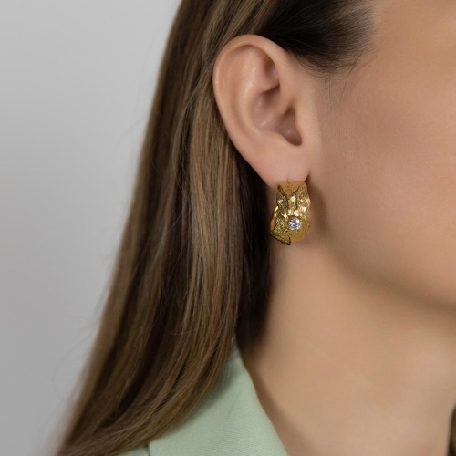 Серьги Dansk Copenhagen, Joy Waterproof, полукольца с фианитом, DNSK26.1-3W2601004 золотистый фото 2
