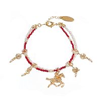 Браслет Lanzerotti, Mustang, жемчуг, кристаллы, подвеска-лошадь, LZ-25.11-348 красный