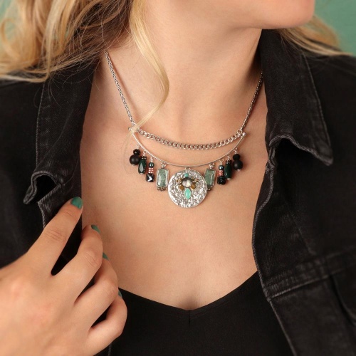 Колье TARATATA, Celeste, смола,слюдяная пудра,бусины,стразы, TT-W23-09116-104 зеленый фото 4
