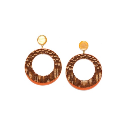 Серьги Nature Bijoux, Galapagos, с перламутром и шпоном в смоле, NB23.1-12-78210 коричневый