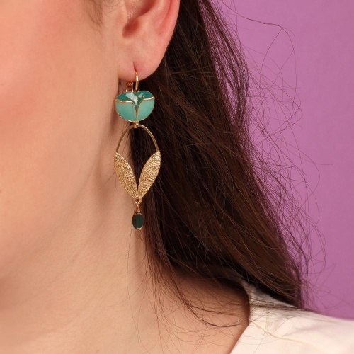 Серьги TARATATA, Crocus, асимметричные,смола,микрошарики,бусины, TT-H24-02755-20M золотистый фото 3