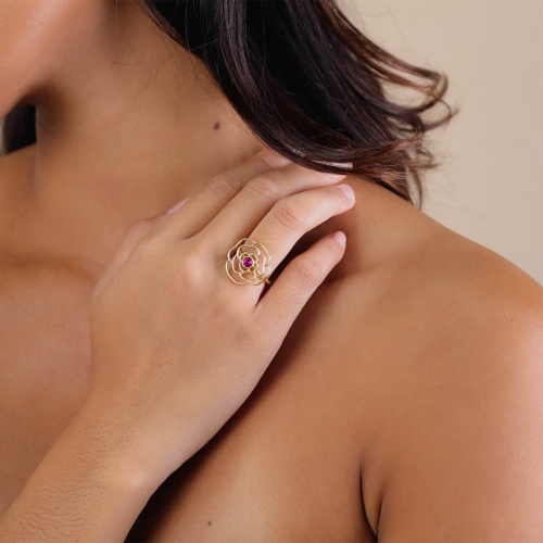 Кольцо Franck Herval, Camelia, разъемное, с кристаллом Swarovski, FH24.2-19-63580 золотистый фото 3