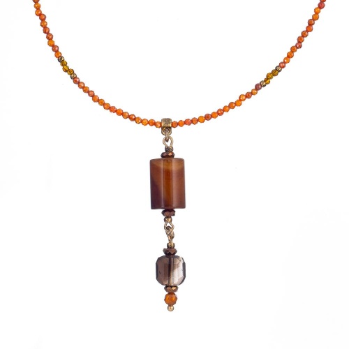 Колье Lanzerotti, Caramello, агат,раухтопаз, гранат, гематит, шпинель, LZ-24.11-501 оранжевый фото 2