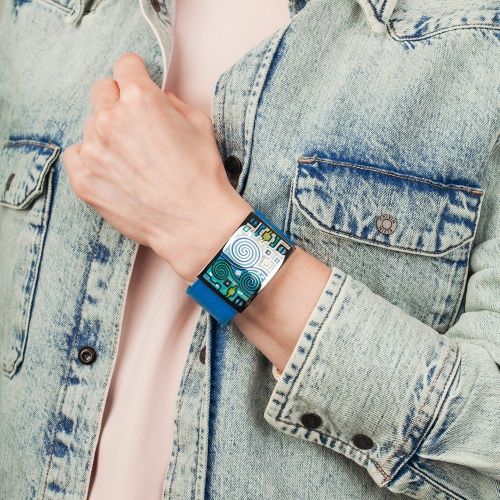 Браслет Fiore Luna на кожаном голубом ремешке, CB01319-13 BL/S фото 2