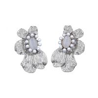Серьги Moon Paris, кошачий глаз и искусственный жемчуг, Mo-Y24.06-041 серебристый