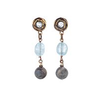 Серьги Alcozer&J, с аквамарином и лабрадоритом, AL-O48KL25-R голубой