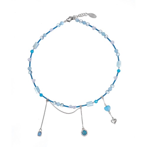 Колье Lanzerotti, Marino, аквамарин, агат, бирюза, перламутр, LZ-25.06-174 голубой