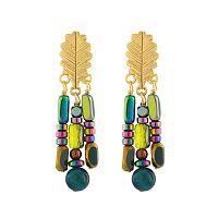 Серьги TARATATA, Chardon bleu, со стеклянными бусинами, тигровым глазом, TT-H24-09970-204 синий