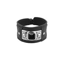 Браслет Ciclon, Kubik Kool, кожаный, с муранским стеклом, CN-243101 черный