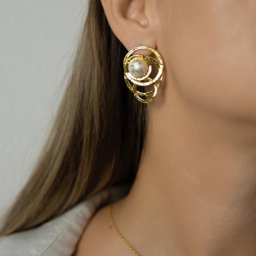 Серьги Catherine Bijoux, Elegant pearl, с жемчугом, CB25.1-5489F золотистый фото 2