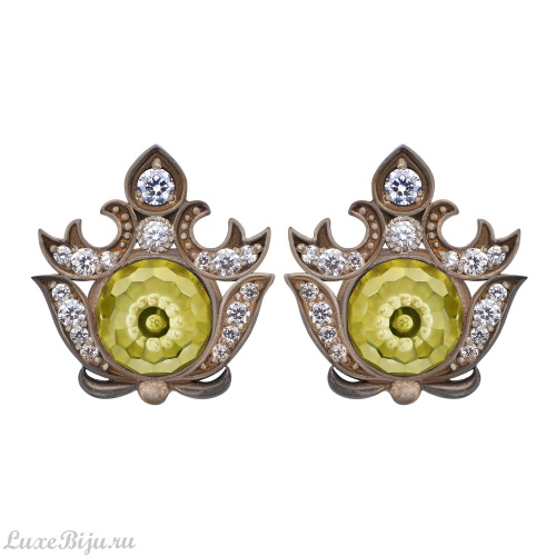 Серьги пусеты Fiore di Firenze OR0606PLAC.ARGENTO CRISOLITO