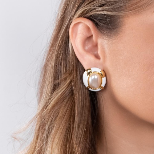 Серьги Moon Paris, с жемчужной вставкой, Mo-Y24.06-006 белый фото 2