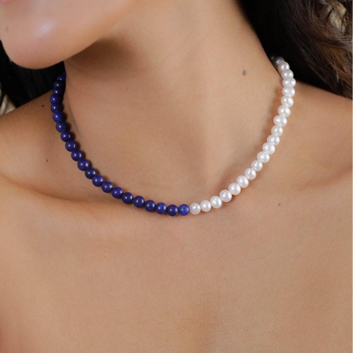 Колье Nature Bijoux, Pacifique, с жемчугом и лазуритом, NB26.1-15-43813 синий фото 2
