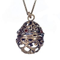 Колье Alcozer&J, кахолонг, жемчуг, гранат, Swarovski, AL-C78DN22 золотистый