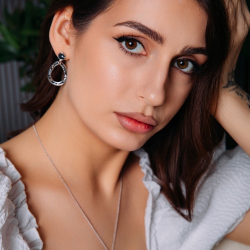 Серьги Fiore Luna Jet Nut, A2103SW-E05.4 BW/S фото 5