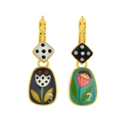 Серьги TARATATA, Jeu De L`oie, асимметричные, с цветной смолой, TT-H24-01707-20M золотистый