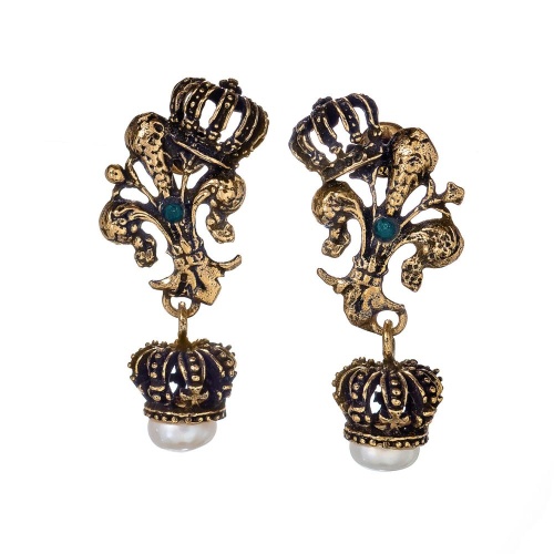 Серьги Alcozer&J, с жемчугом и изумрудом, AL-F015OP-R золотистый