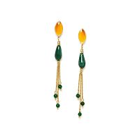 Серьги Nature Bijoux, Agata verde, с авантюрином и цветной эмалью, NB24.1-12CP79064 зеленый
