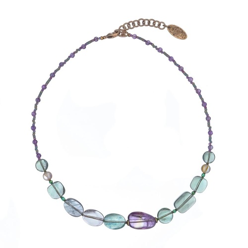 Колье Lanzerotti, Ispirazione, флюорит, аметрин, аметист, бисер, LZ-24.10-377 сиреневый