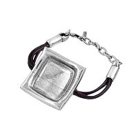 Браслет Tucco, Safari, кожаный, с геометрической вставкой, TC26.1-TMPU215 серебристый