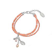 Браслет Lanzerotti, Anne with an E, двойной, коралл, жемчуг и кристаллы, LZ-25.08-240 розовый