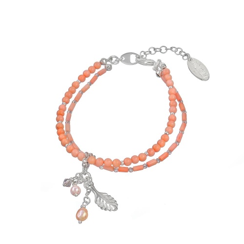 Браслет Lanzerotti, Anne with an E, двойной, коралл, жемчуг и кристаллы, LZ-25.08-240 розовый