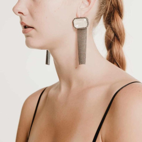 Серьги Katerina Vassou, Agram, с кристаллом, KV24.2-401502BLINEN белый фото 2