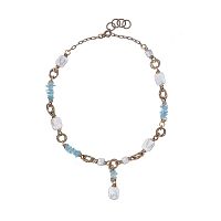 Колье Alcozer&J, с аквамарином и жемчугом, AL-C68CG25-R голубой