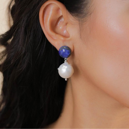 Серьги Nature Bijoux, Pacifique, с жемчугом и лазуритом, NB26.1-12-90655 синий фото 3