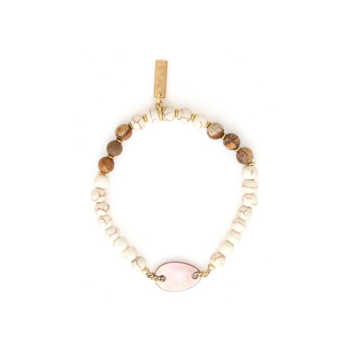Браслет Nature Bijoux, Alhambra, стрейч,перламутр, говлит, пейзажная яшма, NB25.1-13-44112 коричневый фото 2