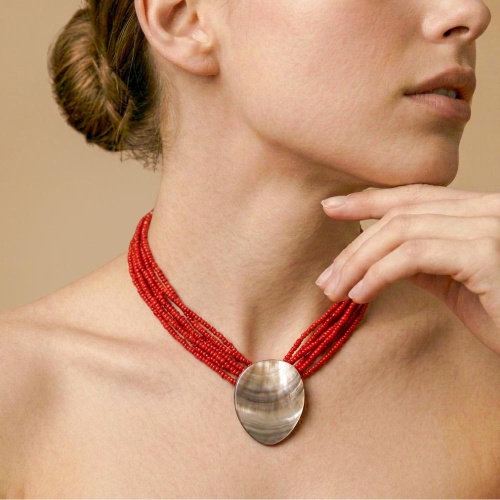 Колье Nature Bijoux, Sumida, с перламутром и бисером, NB26.2-15-43851 красный фото 2
