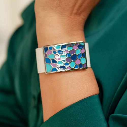 Браслет Fiore Luna на кожаном белом ремешке, CB00992-4 BL фото 2