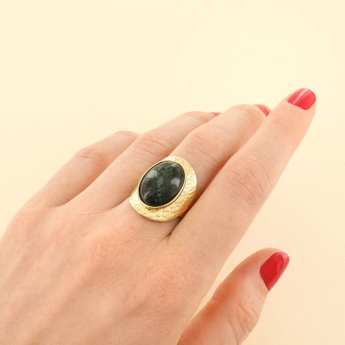 Кольцо TARATATA, Olive, разъемное, с яшмой Камбаба, TT-W25-02402-207 зеленый фото 3