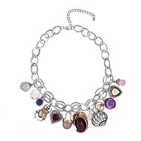 Колье Moon Paris, слон, жук скарабей, смальта, бусины, Mo-Y26.03-008 серебристый