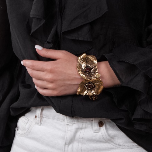 Браслет Alcozer&J, с цветами и гранатом, AL2406-B5283C золотистый фото 2