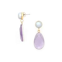Серьги Nature Bijoux, Lavender, с ракушкой Capiz в смоле и жемчугом, NB25.1-12-90103 сиреневый