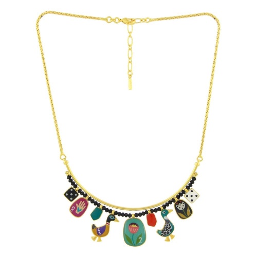 Колье TARATATA, Jeu De L`oie, с цветной смолой и стеклянными бусинами, TT-H24-01102-20M золотистый фото 2