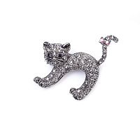 Брошь Moon Paris, Nord, кошка, с кристаллами, MoS-22.03-043 серый