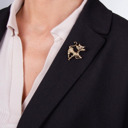 Брошь Moon Paris, Nord, кот в сапогах, с кристаллами, MoS-22.03-015 золотистый фото 3