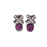 Серьги Alcozer&J, гранат, кристаллы Swarovski, AL2406-OP3566C