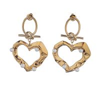 Серьги Moon Paris, с подвеской в форме сердца, с жемчугом, Mo-23.03-015 золотистый