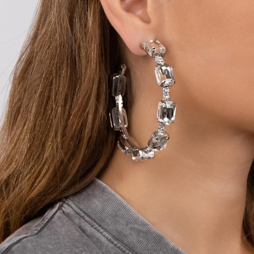 Серьги Moon Paris, Ringo Queen, полукольца, с кристаллами, MRQ-24.06-031 серебристый фото 2