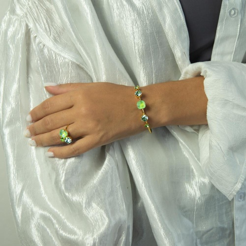 Браслет Catherine Bijoux, Starlight, кафф, с кристаллами, CB25.1-5415EG зеленый фото 2