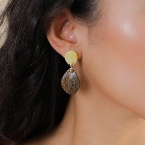 Серьги Nature Bijoux, Fioria, с деревом роблес и перламутром, NB26.1-12-90492 коричневый фото 3